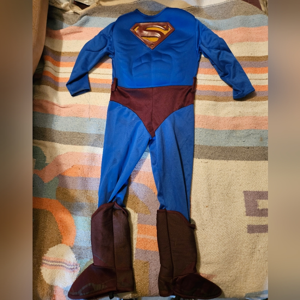 Vintage Superman Boys Size 10/12 Superman Deluxe Padded Costume No Belt…